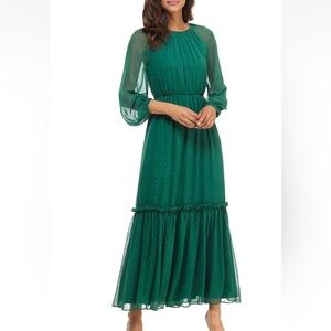 Gal Meets Glam Georgette Maxi Dress Holly Green Size 8